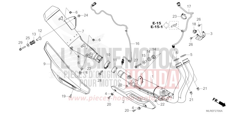 SILENCIEUX D'ECHAPPEMENT de Hornet 500 PEARL HORIZON WHITE (NHB61) 2026